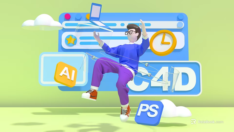 Ecommerce Creative Design Process Using AI C4D And PS Tools For Modern Projects 3d model 