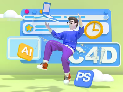 Ecommerce Creative Design Process Using AI C4D And PS Tools For Modern Projects 3d model