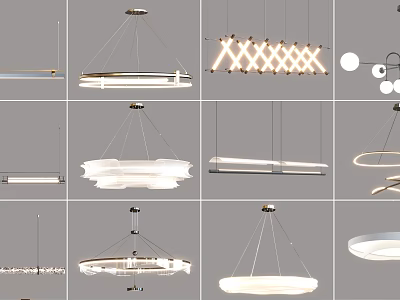 Lamp combination chandelier restaurant chandelier ceiling lamp one-word light net red light 3d model