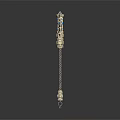 Sculpted Axe Carving With Metal Head Blue Gemstones And Golden Decorations On Handle