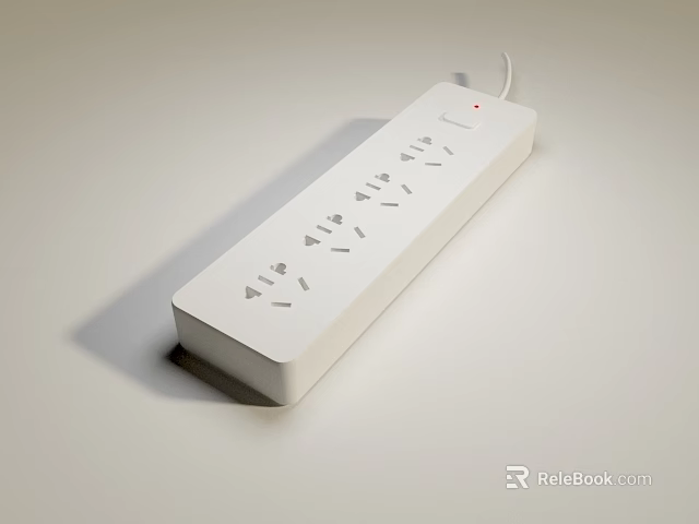 White Household Power Strip with Multiple Outlets Safe Design for Daily Use 3d model 