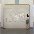 Sales Office Modern Interior Featuring World Map Display Wall And City Layout 3d model
