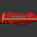 Red Rocket Design For Space Exploration With Yellow Stripes And Thruster
