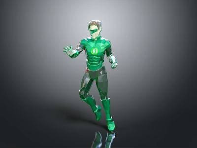 Green Lantern Action Figure With Dynamic Pose And Green Costume Collectible Toy 3d model