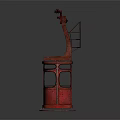 Red Vintage Cable Car Model With Metal Support Structure And Glass Windows