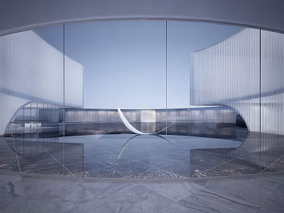 Modern Hotel Public Lounge Area With Spacious Design Marble Flooring And Large Windows 3d model