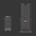 Black Industrial Equipment With Stackable Unit And Wheeled Device Display Screens And Control Buttons