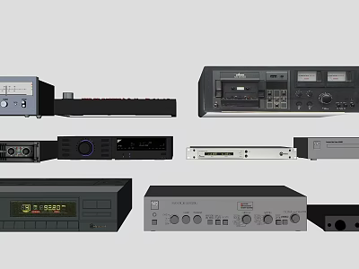 Headphone Audio Equipment Collection With Amplifiers Tuners Players And Receivers 3d model