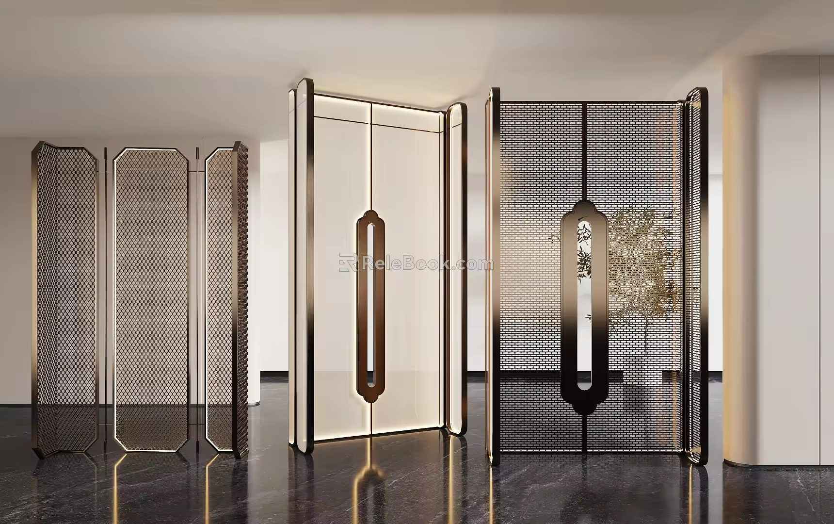 Modern metal screen partition 3d model