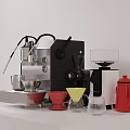 Essential Kitchen Appliances Coffee Machine Grinder Kettle And Coffee Cups For Home Kitchen Use