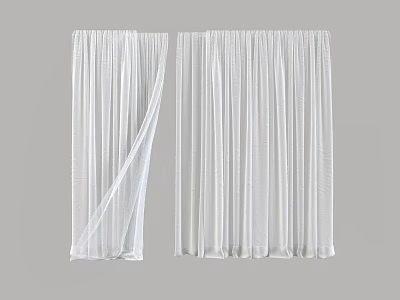White Sheer Curtains With Flowy Fabric And Soft Texture For Window Decoration 3d model