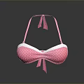 Pink Polka Dot Bikini Top with White Dots and Bow Straps Fashionable Design