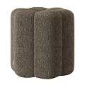 Light Gray Fluffy Ottoman With Multi Petal Design And Various Colors