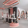 Modern Clothing Store Interior With Pink Black Decor Mannequins And Display Tables