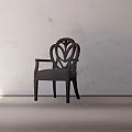 Classic Wooden Dining Chair With Intricate Carved Back Design And Leather Seat Cushion
