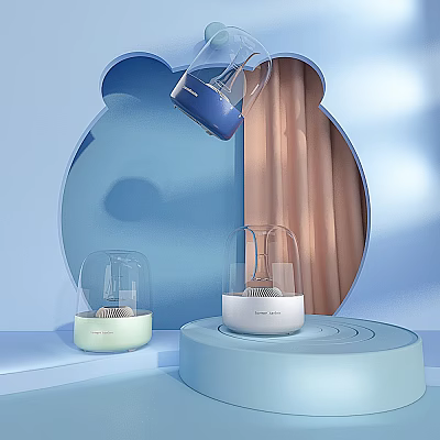 Modern Daily-Use Appliances with Transparent Cover Light Green White and Blue Design for Home Decor 3d model