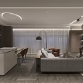 Modern Living And Dining Room Interior With Sofa Dining Table TV Wall And Ceiling Lights
