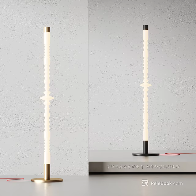 Modern Twisted Design Floor Lamp With Soft White Light And Black Metal Base 3d model 