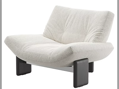 Modern Beige Leisure Chair with Soft Cushioned Seat Back and Black Wooden Legs 3d model