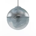Modern Silver Spherical Pendant Lights With Transparent Glass Shade And Metallic Base