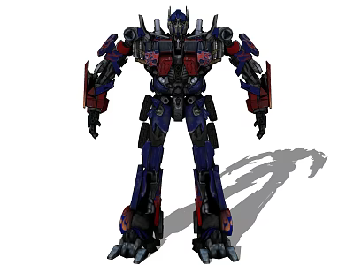 Transformers Robot Figure With Red Blue Black Armor And Mechanical Design 3d model