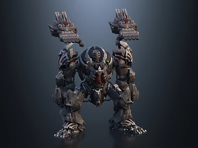 Sci Fi Robotic Game Movie Character With Heavy Armor And Arm Weapons 3d model
