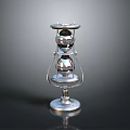 Silver Hourglass Decorative Ornament With Metal Frame And Base Stand