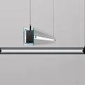 Modern Linear Chandelier With Glass Panel And Metal Bar For Bright LED Lighting