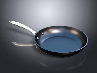 Black Frying Pan With Silver Handle And Smooth Non Stick Surface For Home Use 3d model