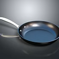 Black Frying Pan With Silver Handle And Smooth Non Stick Surface For Home Use 3d model