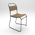 Stylish Leisure Chair With Wooden Slatted Seat And Backrest On Metal Frame