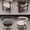Modern Leisure Chairs with Armrests in Beige Brown Gray White Fabric and Leather