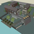 Modern Commercial Street Featuring Contemporary Buildings Greenery Water Features And Outdoor Spaces