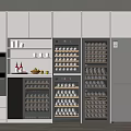Modern Kitchen Interior With Built in Wine Cabinets And Wine Bottle Storage 3d model