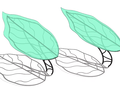 Two Light Green Leaf Shaped Canopies With Outdoor Support Structure And Shade Design 3d model