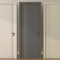Three Modern Wooden Hinged Doors in White Gray Beige with Simple Lines and Black Handles