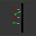 Classic Dartboard With Red Green White Sections And Darts Stuck In Target