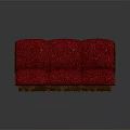 Stylish Three Seater Sofa Red Fabric Upholstery With Brown Wooden Frame