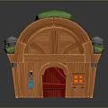 Wooden Cabin Design with Green Roof Red Door Wooden Structure Metal Details