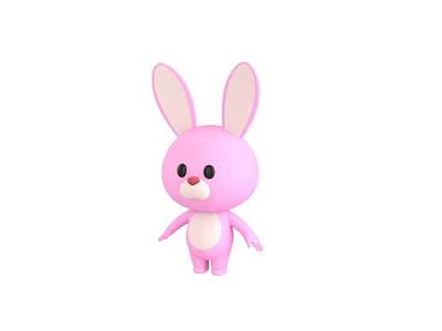 Decorative Ornament Set with Cute Pink Rabbit Figurine for Home Decor 3d model