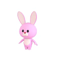 Decorative Ornament Set with Cute Pink Rabbit Figurine for Home Decor