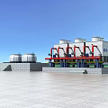 Industrial Water Cooling Equipment With White Towers And Pipeline Systems