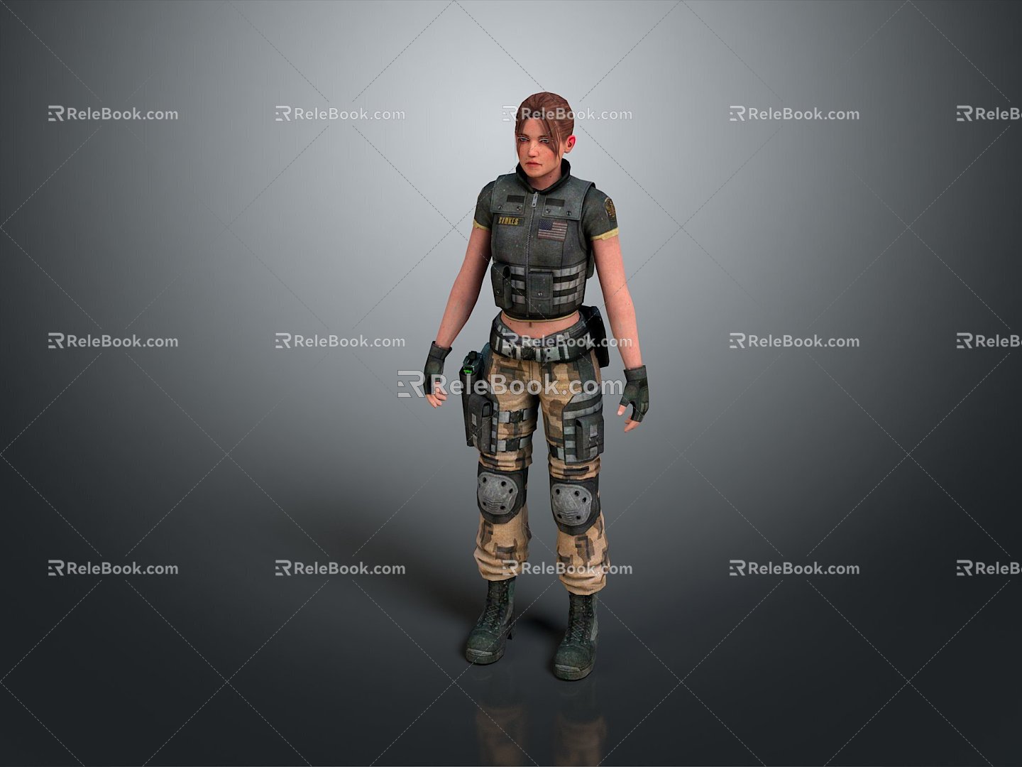 Lady Soldier Female Detective Female Beater Warrior Samurai Soldier Detective Agent Beater 3d model