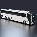 White Modern Bus With Large Windows Black Roof Section and Multiple Wheels 3d model