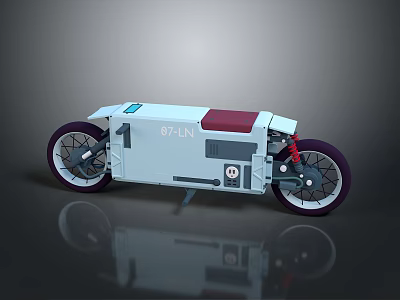 Modern Motorcycle With White Body Red Seat 07 LN Logo And Sleek Futuristic Design 3d model