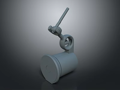 Gray Adjustable Household Tool With Long Rod And Round Base Design 3d model