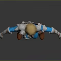 Woman With Elf Ears In Blue Outfit White Pants And Brown Boots