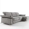 Gray L shaped Casual Sofa Set With Fabric Upholstery And Metal Legs