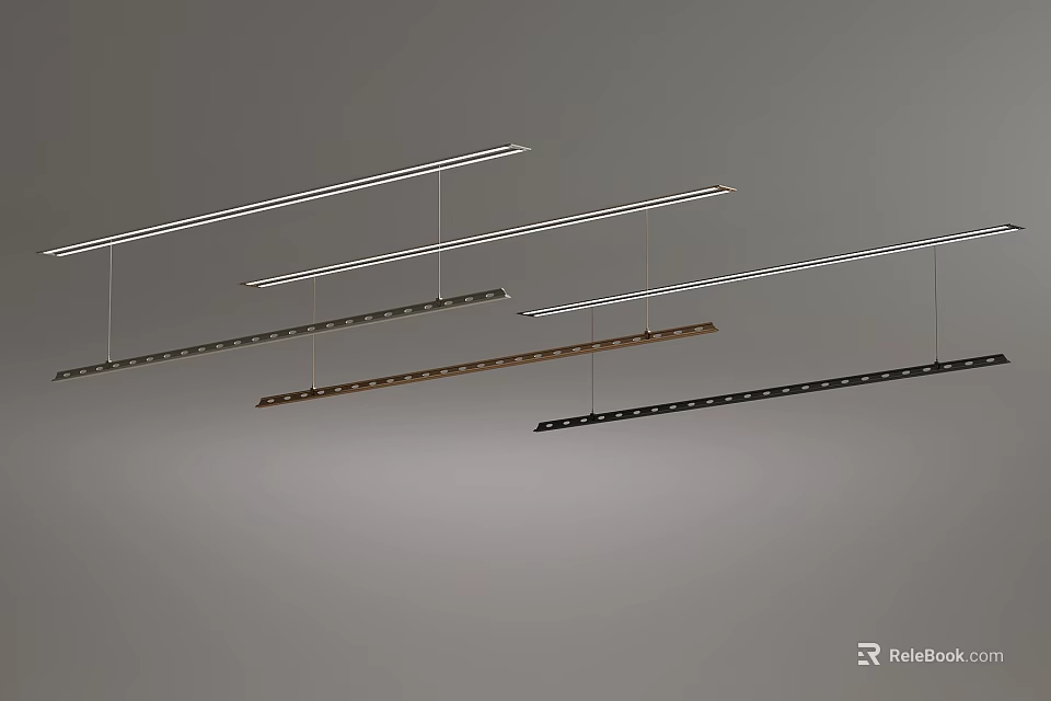 Sleek Modern Hanging Linear Lights With Various Colors For Interior Design 3d model