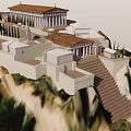 Ancient Architecture Featuring Classical Temple With White Columns Ornate Pediment Sculptures And Golden Top Statue